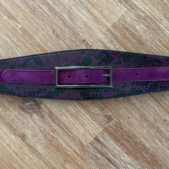 White House Black Market Accessories - White House black market leather and elastic wide belt with snap closure